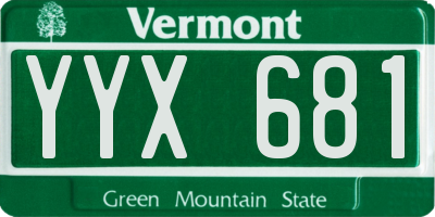 VT license plate YYX681
