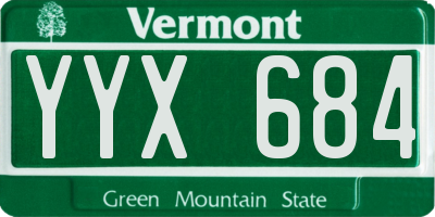 VT license plate YYX684