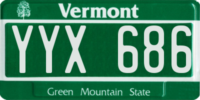 VT license plate YYX686