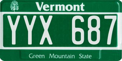 VT license plate YYX687