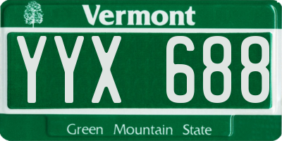 VT license plate YYX688