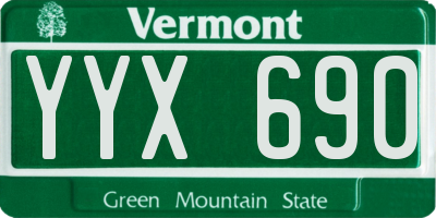 VT license plate YYX690