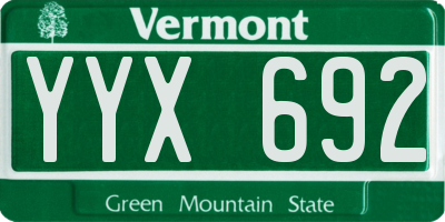 VT license plate YYX692