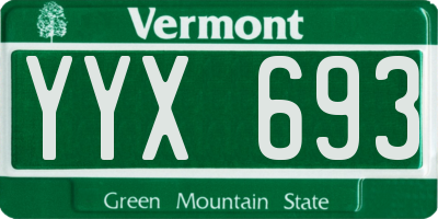 VT license plate YYX693