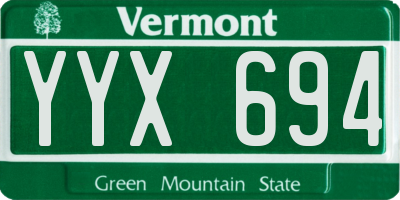 VT license plate YYX694