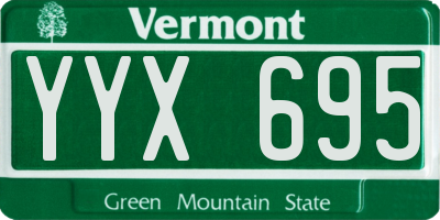 VT license plate YYX695