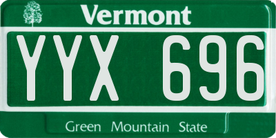 VT license plate YYX696