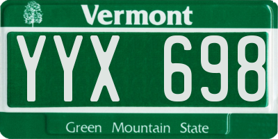 VT license plate YYX698