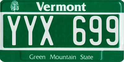 VT license plate YYX699
