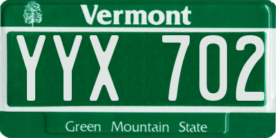 VT license plate YYX702