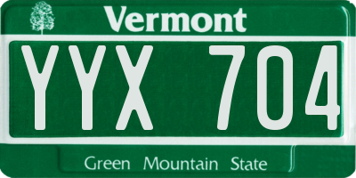 VT license plate YYX704