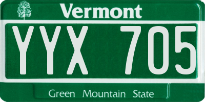 VT license plate YYX705