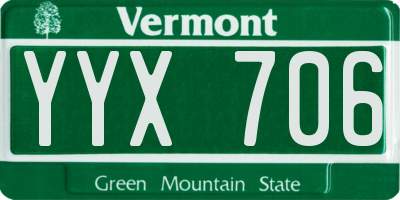 VT license plate YYX706