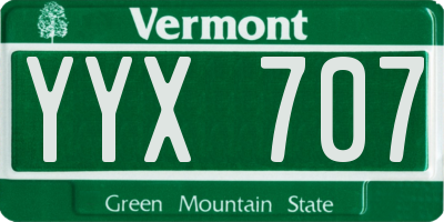 VT license plate YYX707