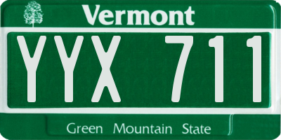 VT license plate YYX711