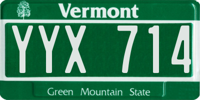 VT license plate YYX714