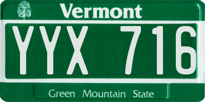 VT license plate YYX716