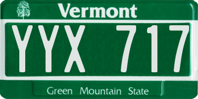 VT license plate YYX717