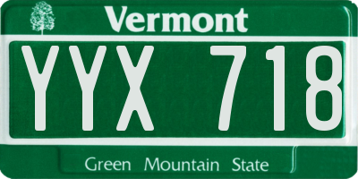 VT license plate YYX718