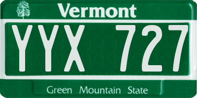 VT license plate YYX727