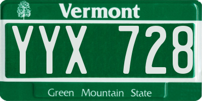 VT license plate YYX728