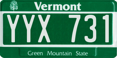 VT license plate YYX731