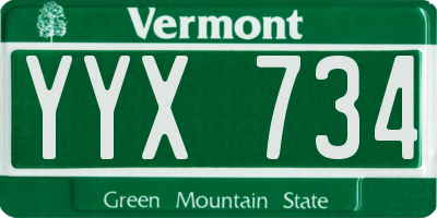 VT license plate YYX734