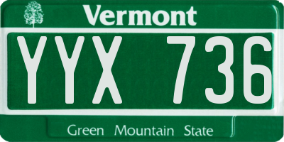 VT license plate YYX736