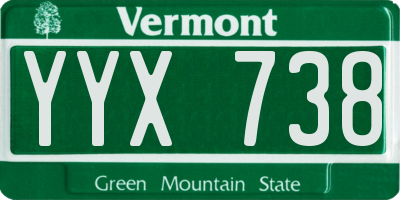 VT license plate YYX738