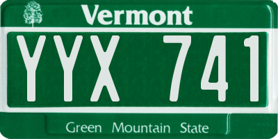 VT license plate YYX741