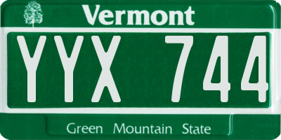 VT license plate YYX744
