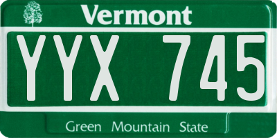 VT license plate YYX745