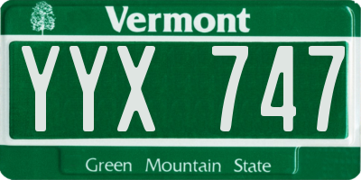 VT license plate YYX747