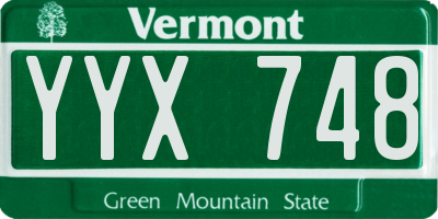 VT license plate YYX748