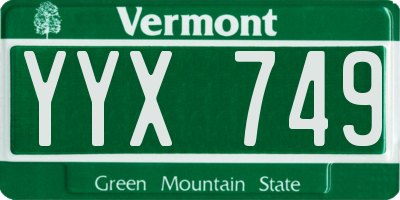 VT license plate YYX749