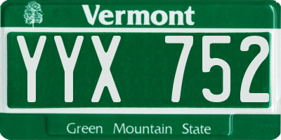 VT license plate YYX752