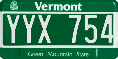 VT license plate YYX754