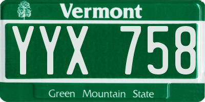 VT license plate YYX758