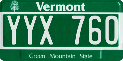 VT license plate YYX760