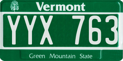 VT license plate YYX763