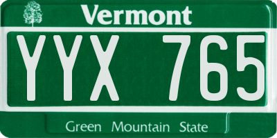 VT license plate YYX765
