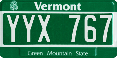 VT license plate YYX767