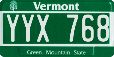 VT license plate YYX768