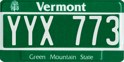 VT license plate YYX773