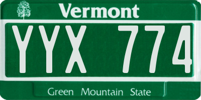 VT license plate YYX774