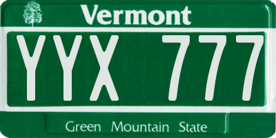 VT license plate YYX777
