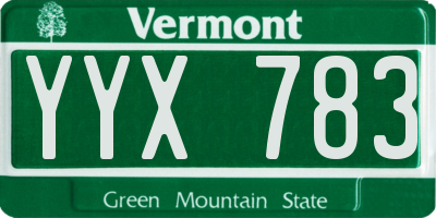 VT license plate YYX783