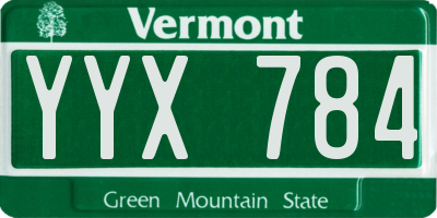 VT license plate YYX784