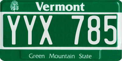 VT license plate YYX785
