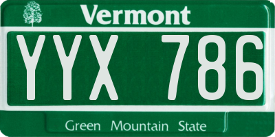 VT license plate YYX786